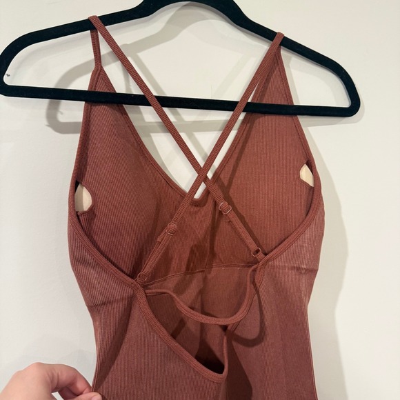 NWT PRETTY LITTLE THING Plus Rust Acid Wash Seamless Ribbed Strappy Unitard‎ XXL - Picture 7 of 9